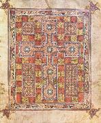 unknow artist Rug page with cross from the Evangeliarium Van Lindisfarne painting